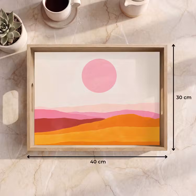 Vassoio - Colline - Arancione - Sole - Astratto — 7