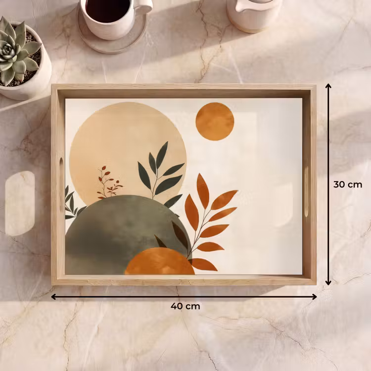 Vassoio - Forme - Rotonde - Foglie - Beige — 7