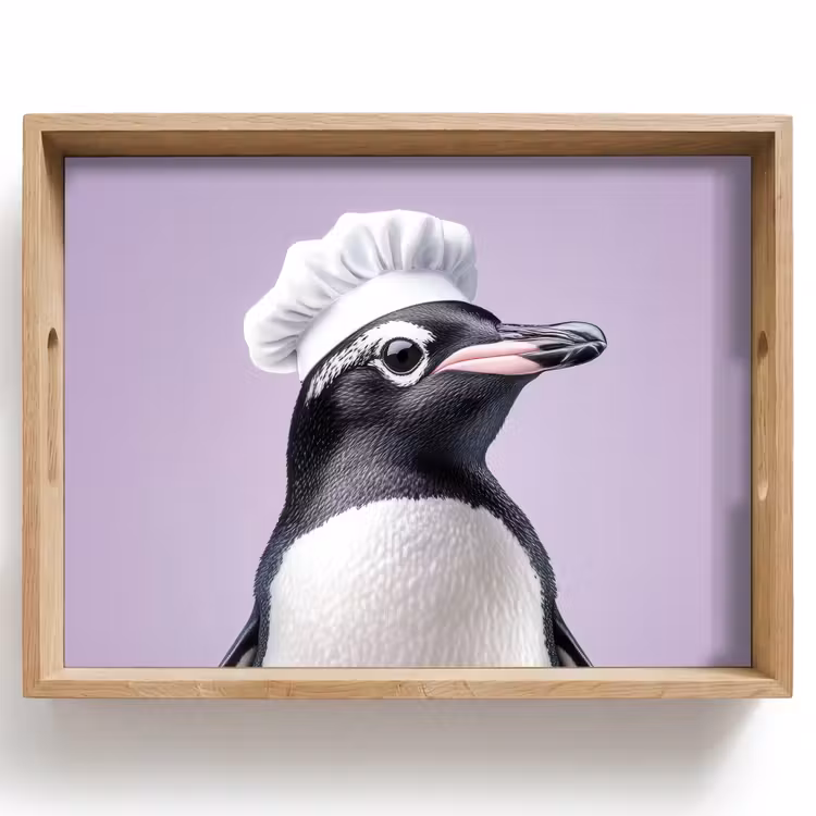 Vassoio - Pinguino - Cappello da cuoco - Dolce - Viola — 1
