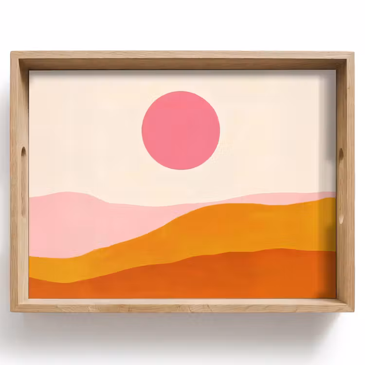 Vassoio - Sole - Colline - Astratto - Rosa — 1