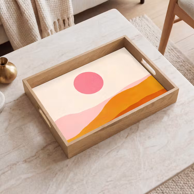 Vassoio - Sole - Colline - Astratto - Rosa — 2