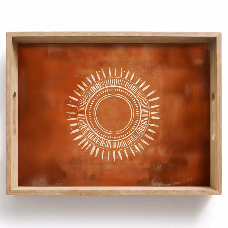 Vassoio - Astratto - Linee - Raggi di sole - Marrone rossiccio — 1