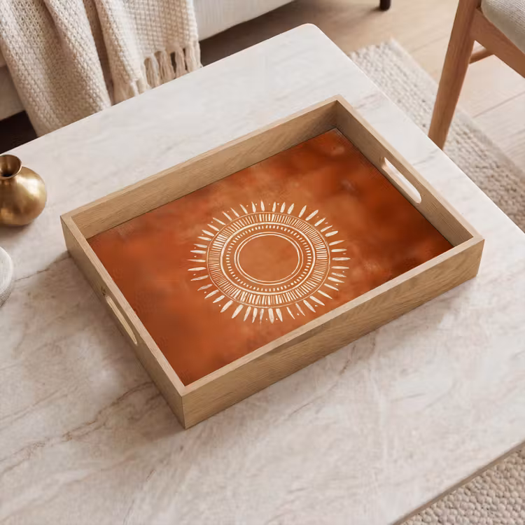 Vassoio - Astratto - Linee - Raggi di sole - Marrone rossiccio — 2