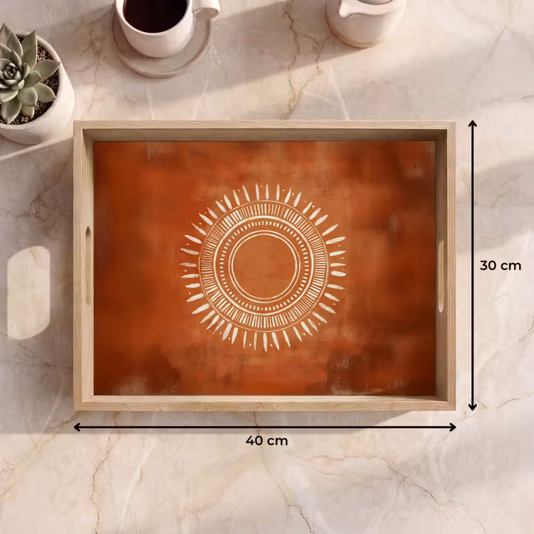 Vassoio - Astratto - Linee - Raggi di sole - Marrone rossiccio — 7