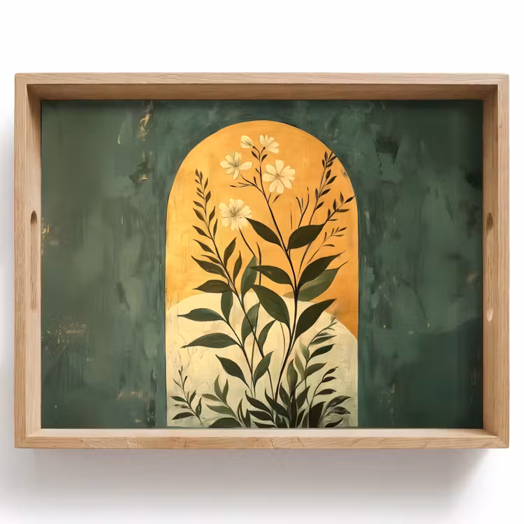 Vassoio - Pianta - Fiori - Bianco — 1