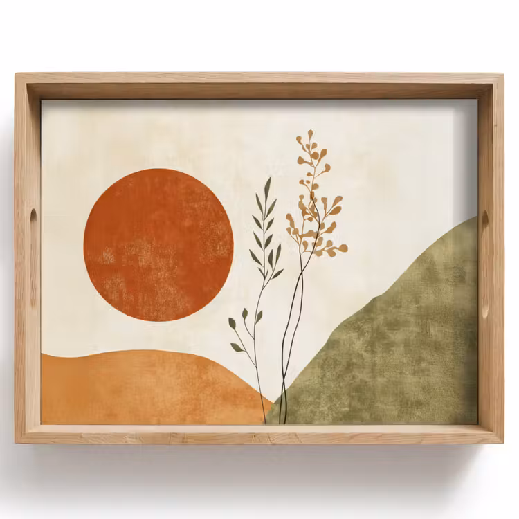 Vassoio - Sole - Astratto - Rami - Arancione — 1