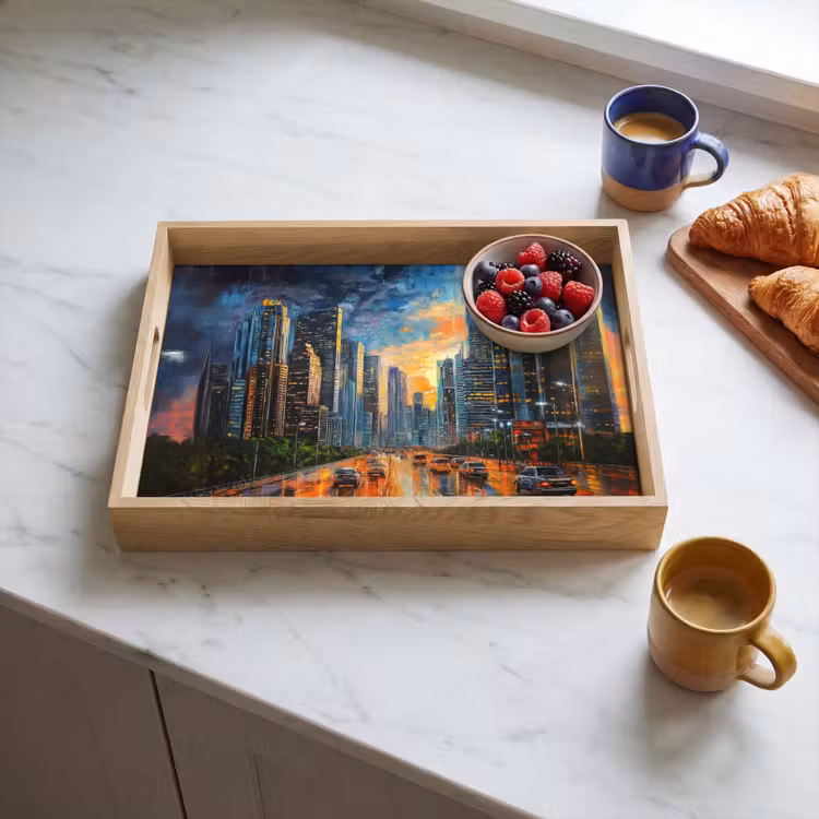 Vassoio - Auto - Skyline - Sole - Blu — 3