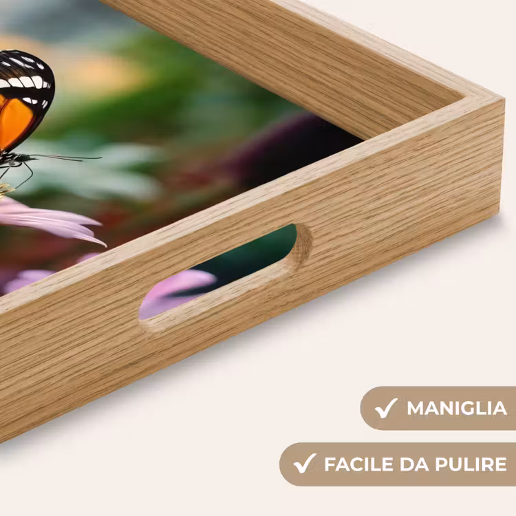 Vassoio - Fiori rosa - Farfalla - Messa a fuoco soft — 8