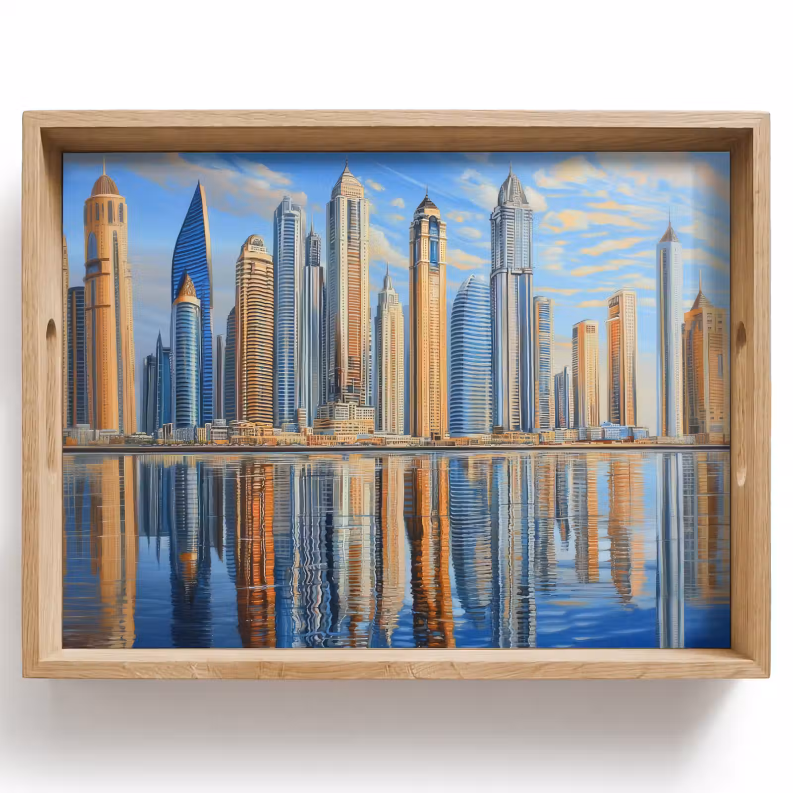 Vassoio - Skyline - Grattacieli - Acqua - Blu — 1