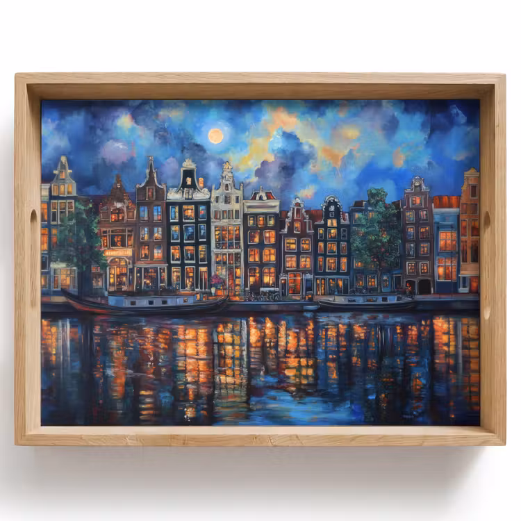 Vassoio - Canali di Amsterdam - Case - Città - Colorato — 1