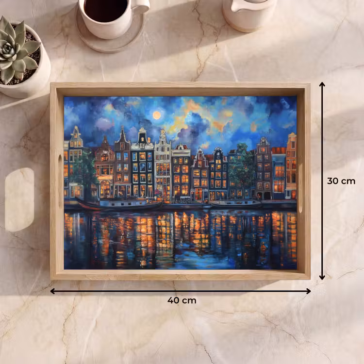 Vassoio - Canali di Amsterdam - Case - Città - Colorato — 7