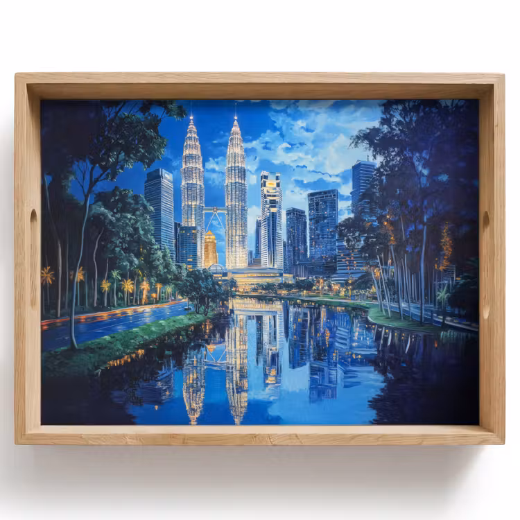 Vassoio - Città di Kuala Lumpur - Skyline - Grattacieli - Acqua — 1