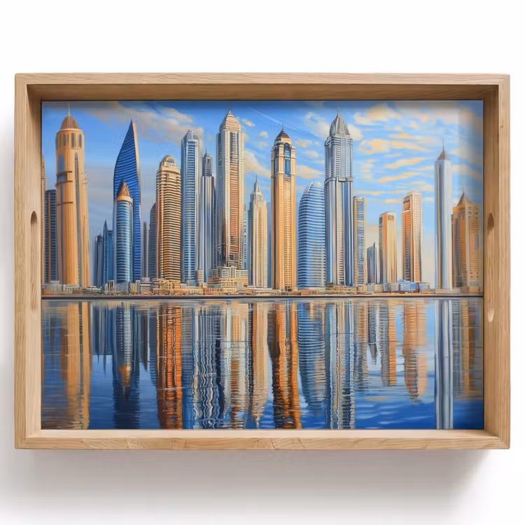 Vassoio - Skyline - Grattacieli - Acqua - Blu — 1