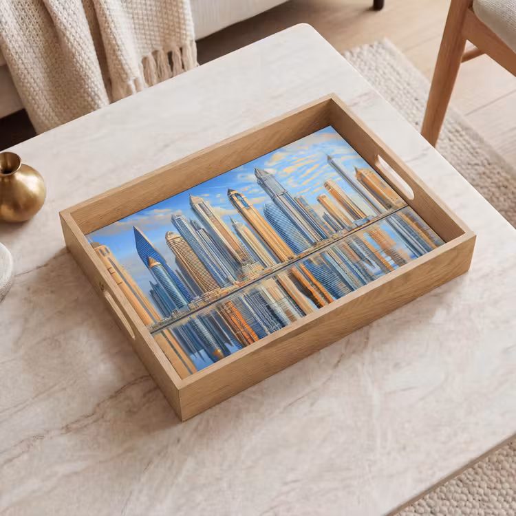 Vassoio - Skyline - Grattacieli - Acqua - Blu — 2