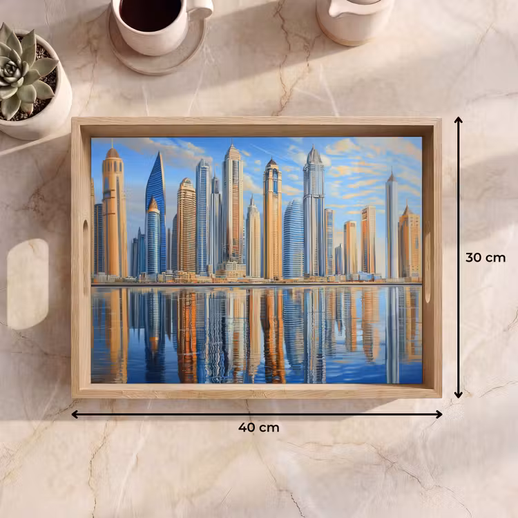 Vassoio - Skyline - Grattacieli - Acqua - Blu — 7
