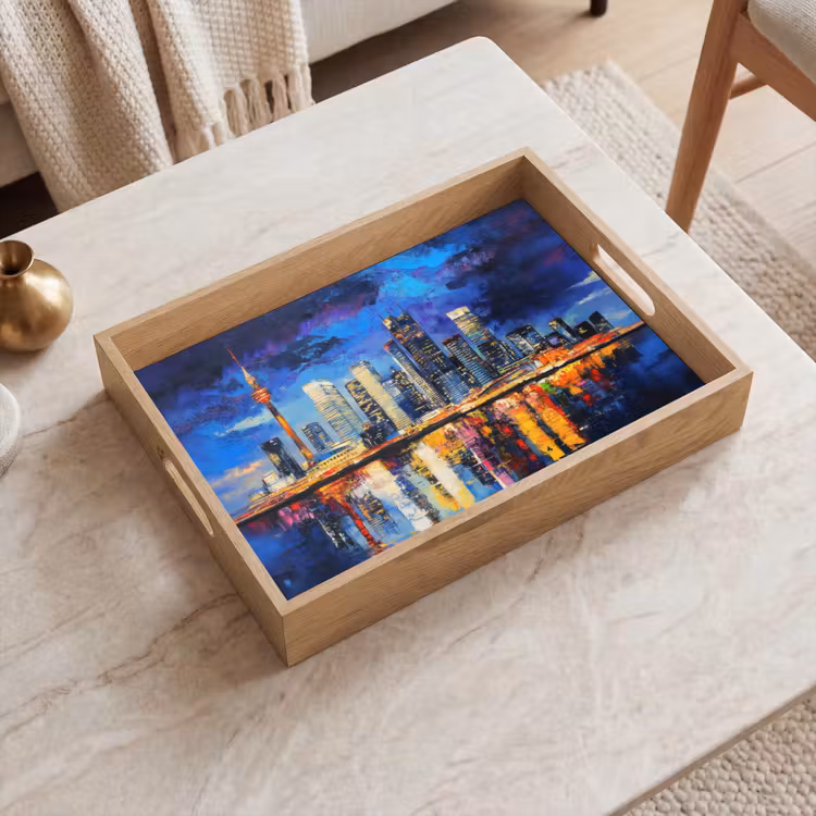Vassoio - Skyline Toronto - Moderno - Luce della città - Blu — 2