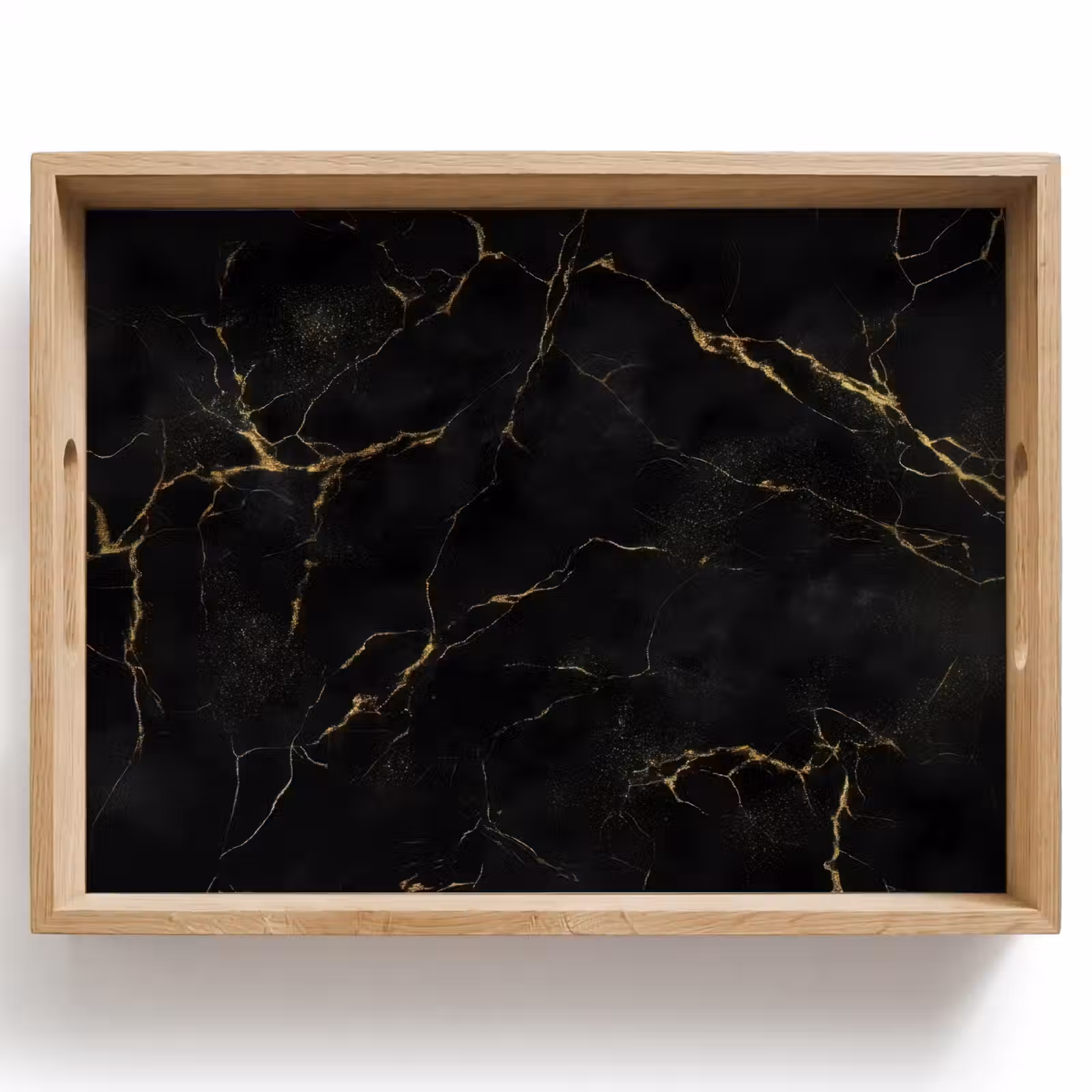 Vassoio - Marmo nero - Venature dorate - Classico — 1