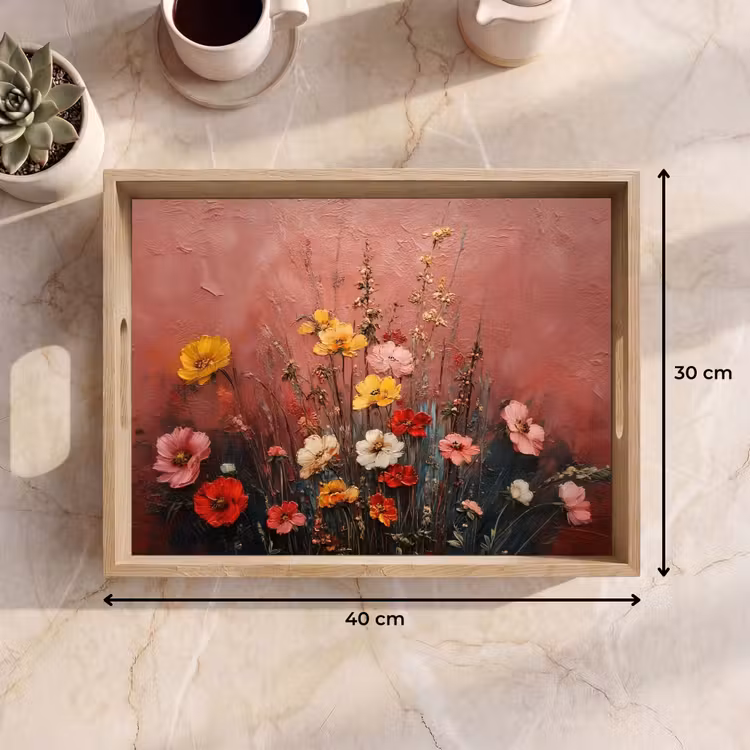 Vassoio - Bouquet di fiori - Dettagli raffinati - Rosa — 7