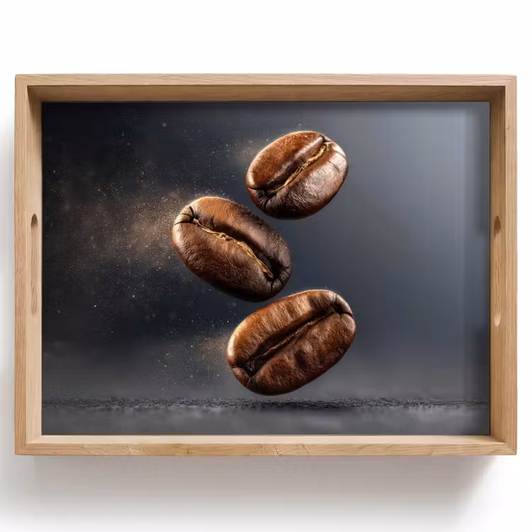 Vassoio - Chicchi di caffè - Galleggiante - Grigio — 1