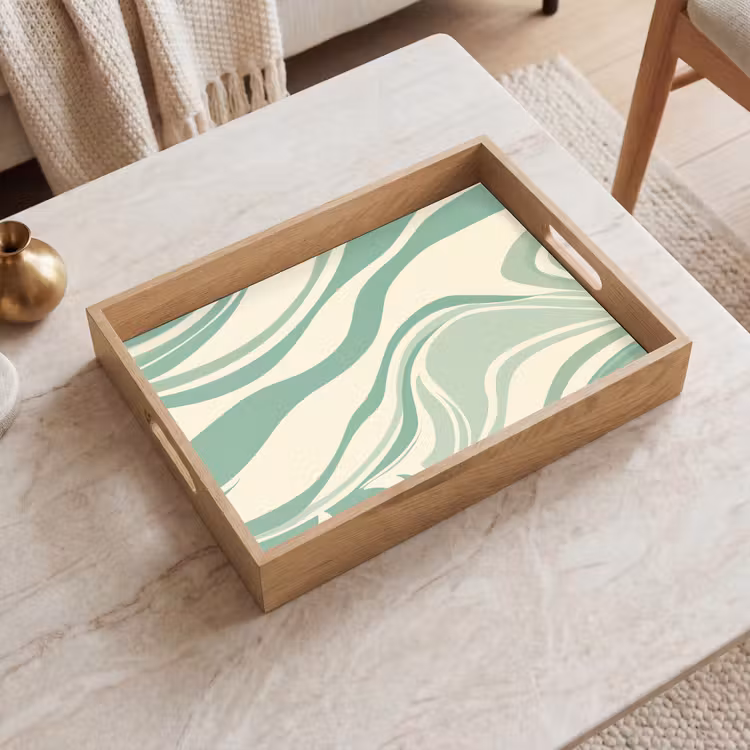 Vassoio - Linee organiche - Verde menta - Marmo — 2