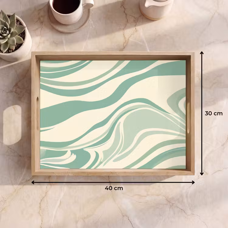 Vassoio - Linee organiche - Verde menta - Marmo — 7