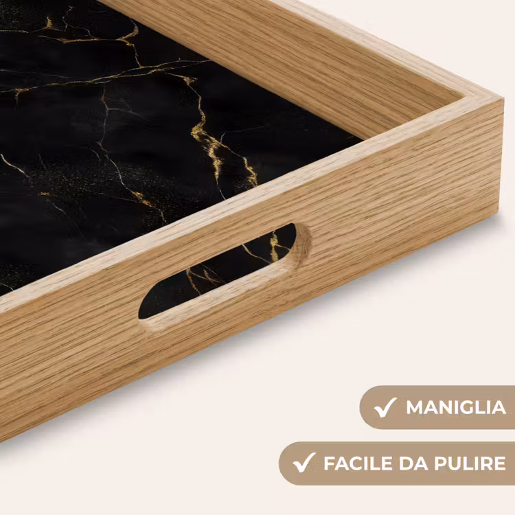 Vassoio - Marmo nero - Venature dorate - Classico — 8