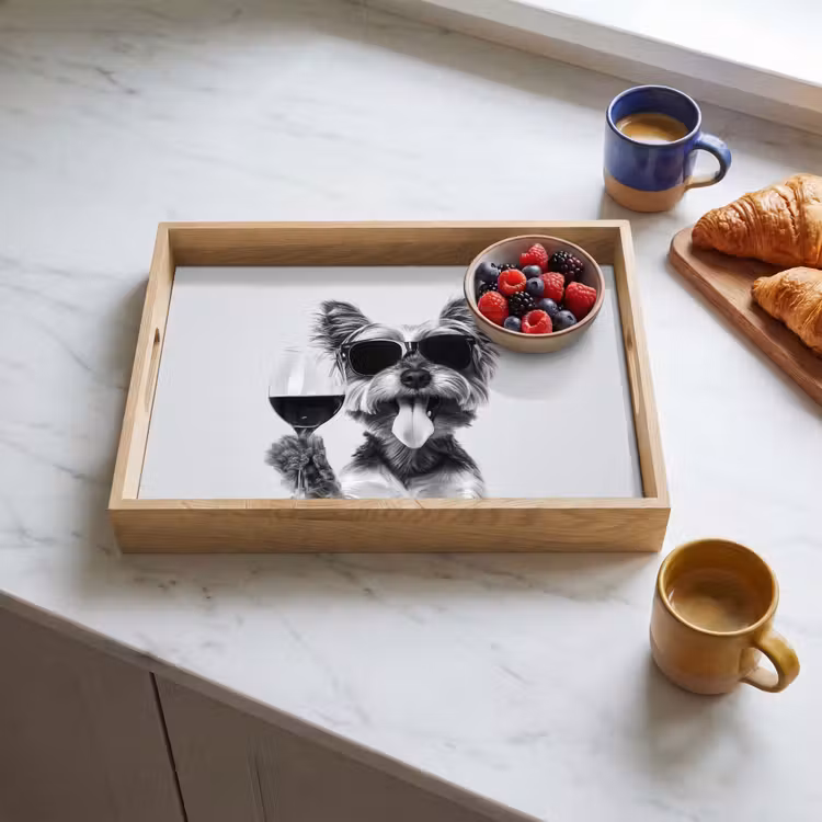 Vassoio - Cane - Bicchiere da vino - Occhiali da sole - Entusiasta — 3