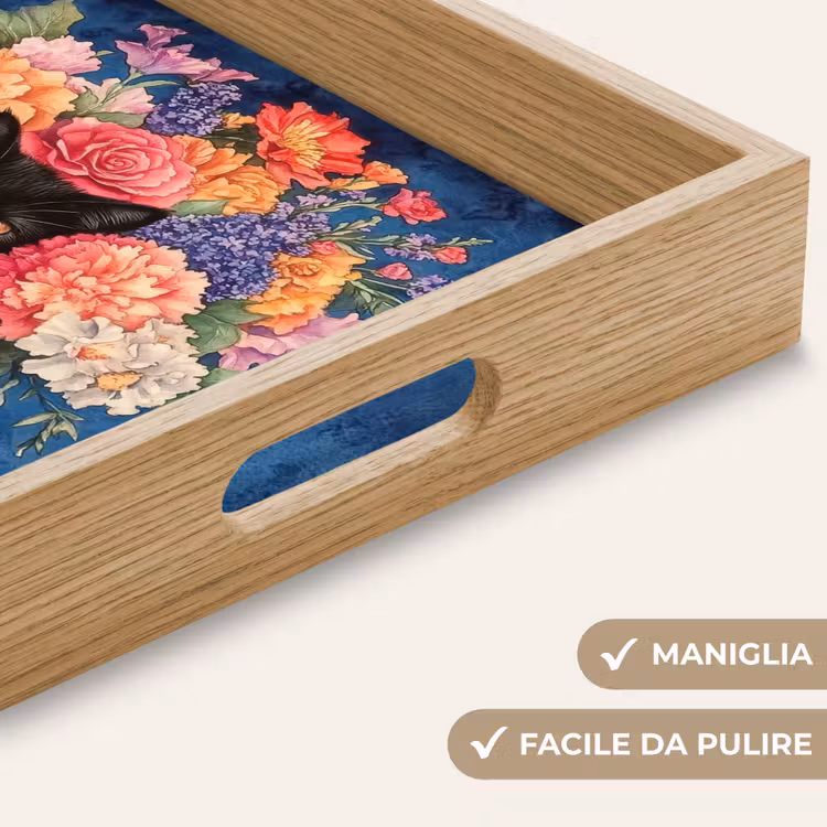 Vassoio - Gatto - Fiori dai colori vivaci - Vaso — 8
