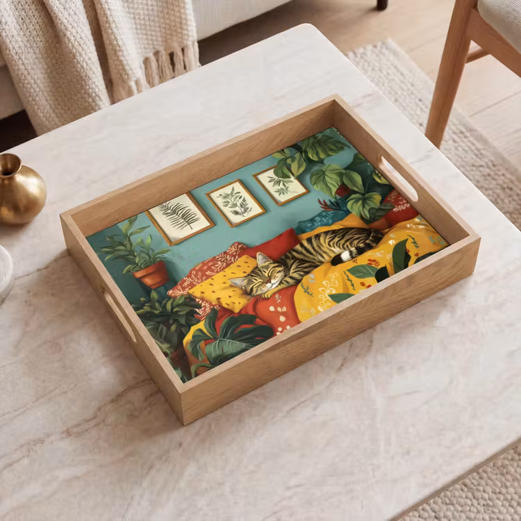 Vassoio - Gatto - Piante - Verde — 2