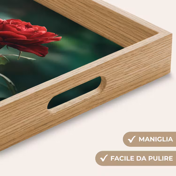 Vassoio - Rosa - Foglie - Rosso intenso — 8