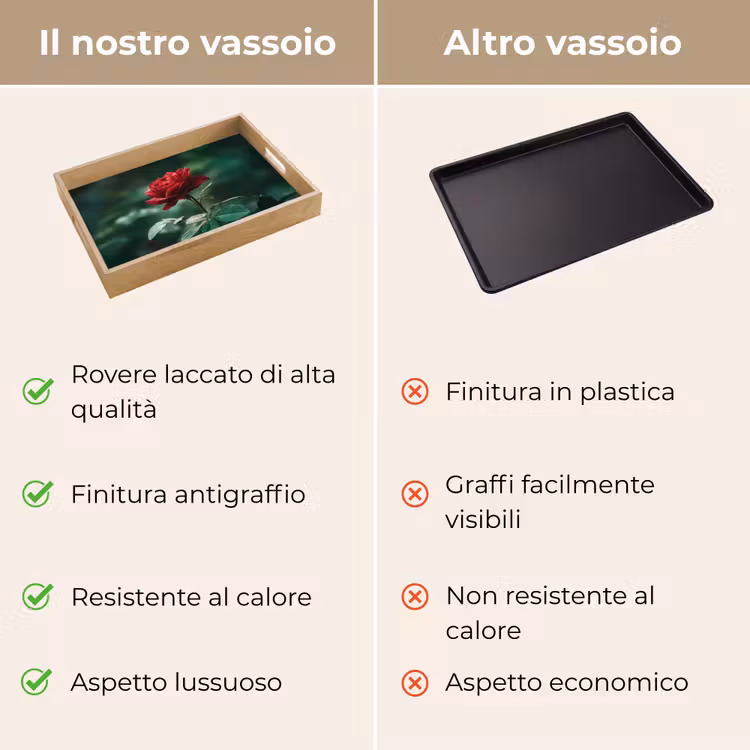Vassoio - Rosa - Foglie - Rosso intenso — 9