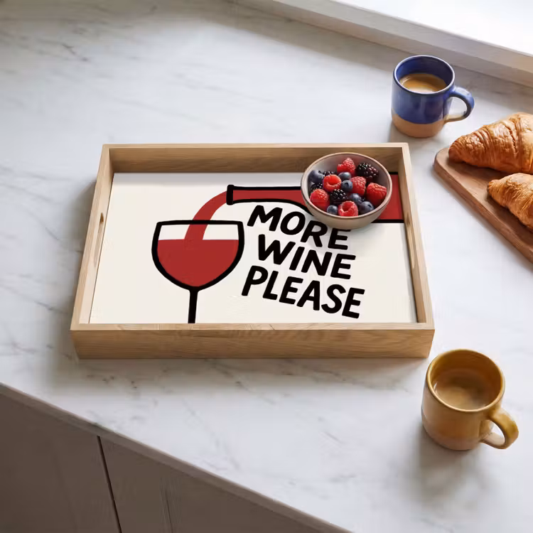 Vassoio - Bottiglia di vino - Citazione - Rosso - Vetro — 3