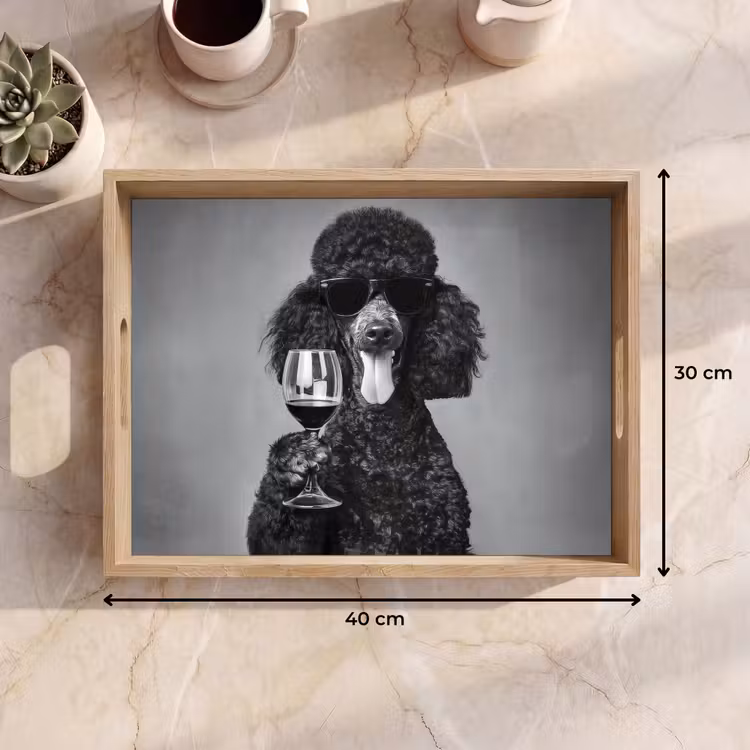 Vassoio - Cane - Riccioli - Occhiali da sole - Vino — 7