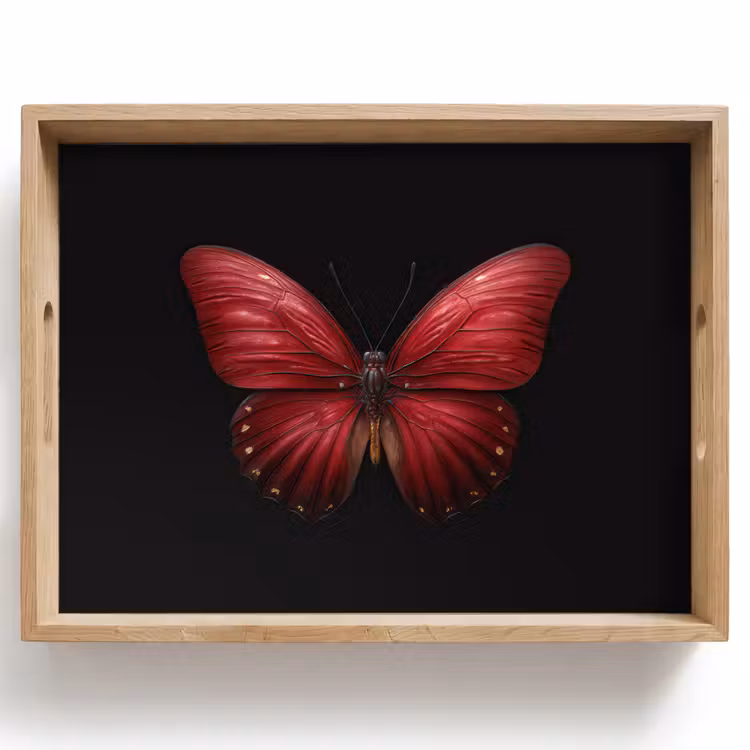 Vassoio - Farfalla - Rosso - Minimalista — 1