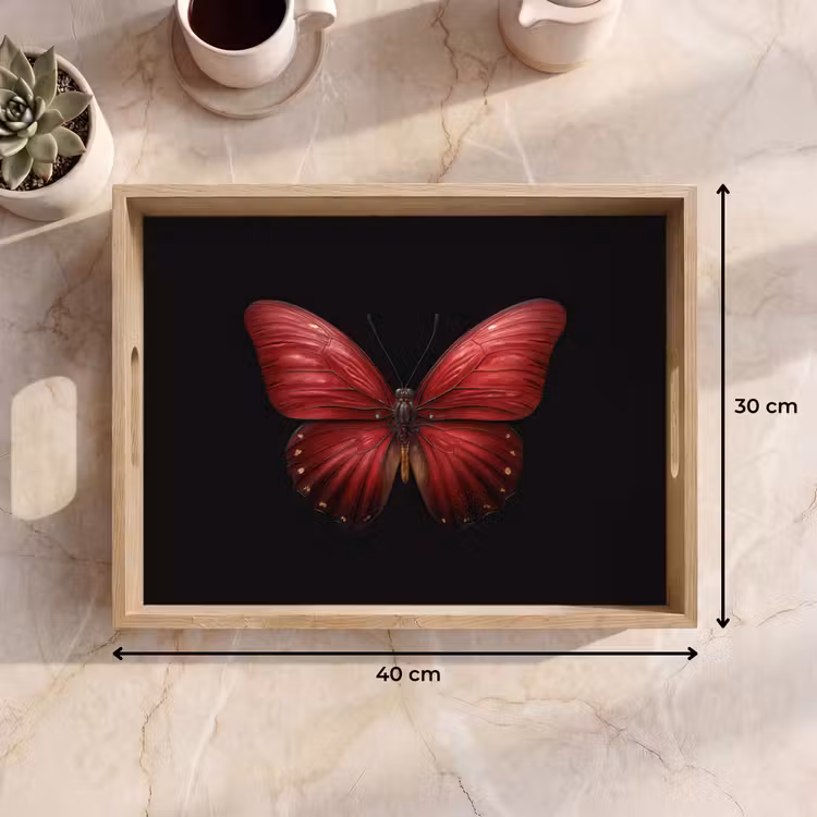 Vassoio - Farfalla - Rosso - Minimalista — 7