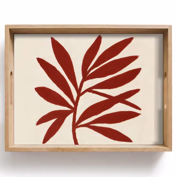 Vassoio - Ramo - Foglie - Rosso — 1
