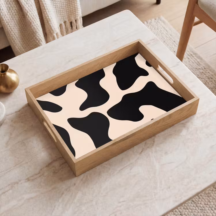 Vassoio - Fantasia a macchie - Mucca - Beige — 2