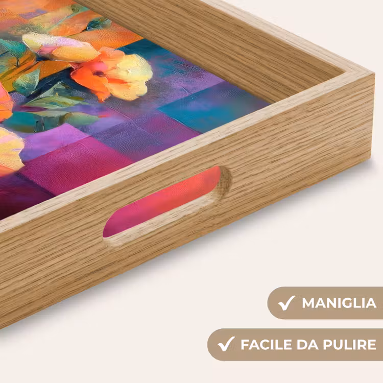 Vassoio - Lastre colorate geometriche - Moderne - Fiori fantasia — 8