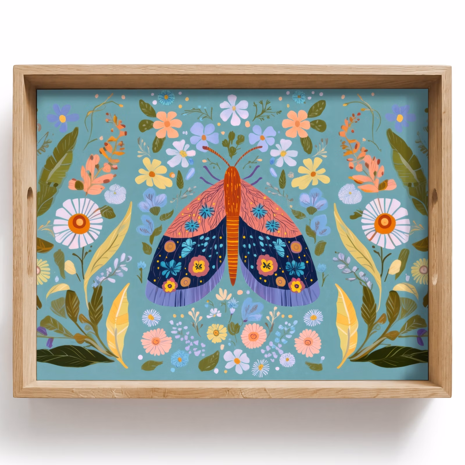 Vassoio - Farfalla - Ornamentale - Fiori - Foglie — 1