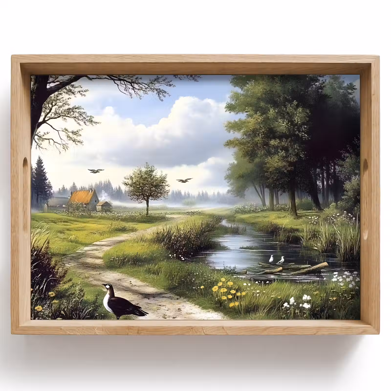 Vassoio - Sentiero sabbioso - Paesaggio verde - Acqua — 1