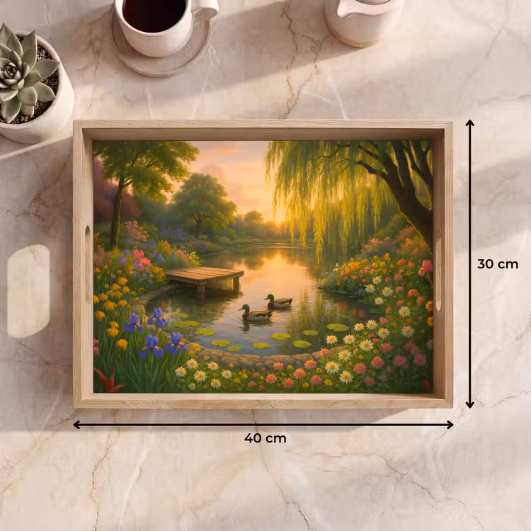 Vassoio - Anatre - Stagno - Fiori — 7