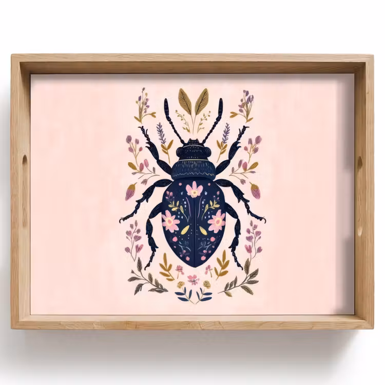 Vassoio - Blu scuro - Coleottero - Rami fioriti - Ornamentale — 1