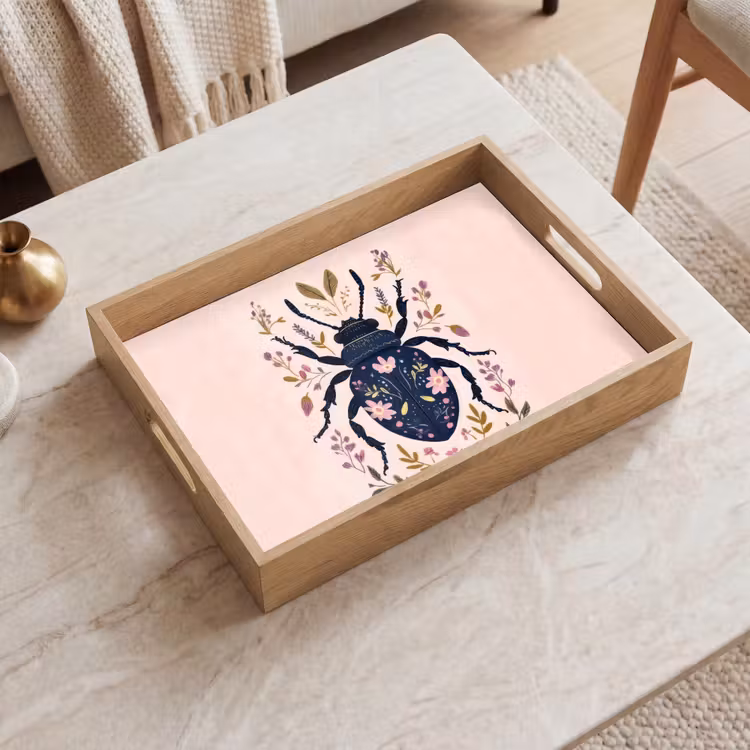 Vassoio - Blu scuro - Coleottero - Rami fioriti - Ornamentale — 2