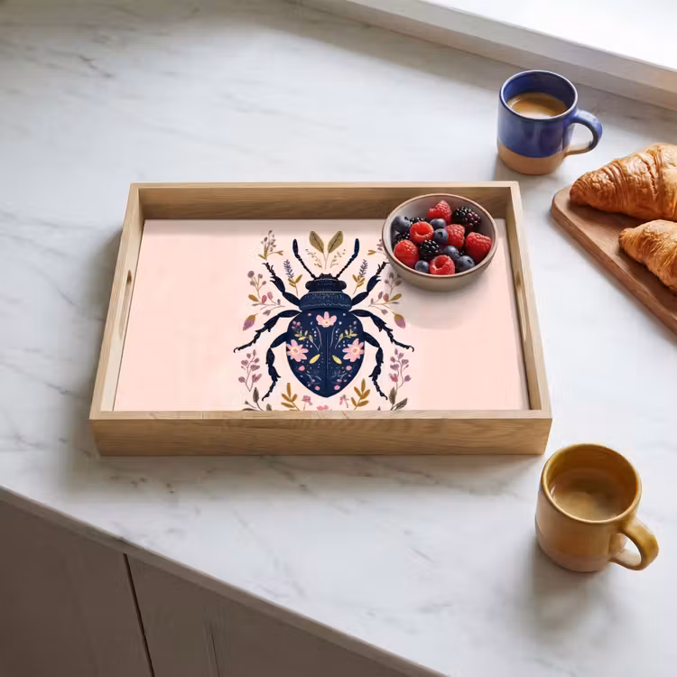 Vassoio - Blu scuro - Coleottero - Rami fioriti - Ornamentale — 3