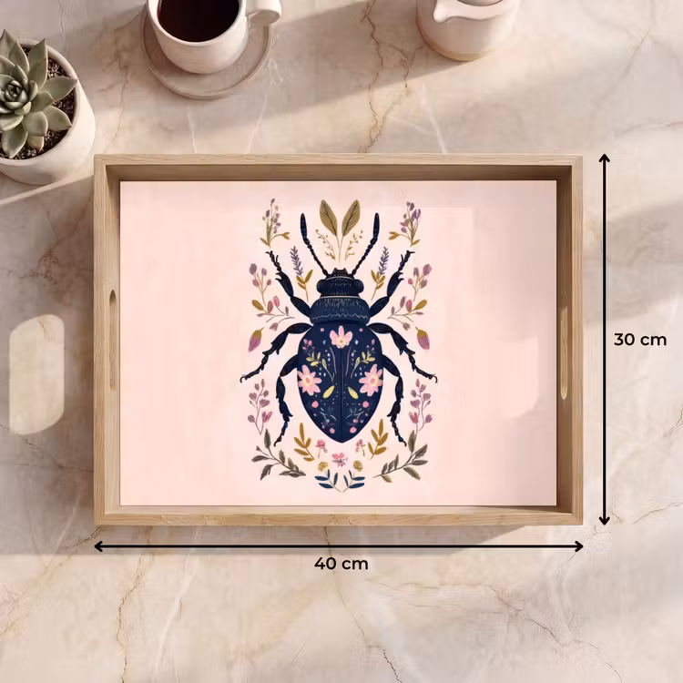 Vassoio - Blu scuro - Coleottero - Rami fioriti - Ornamentale — 7