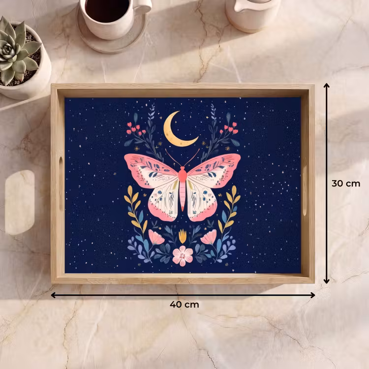 Vassoio - Farfalla - Luna - Fiori - Cielo stellato — 7