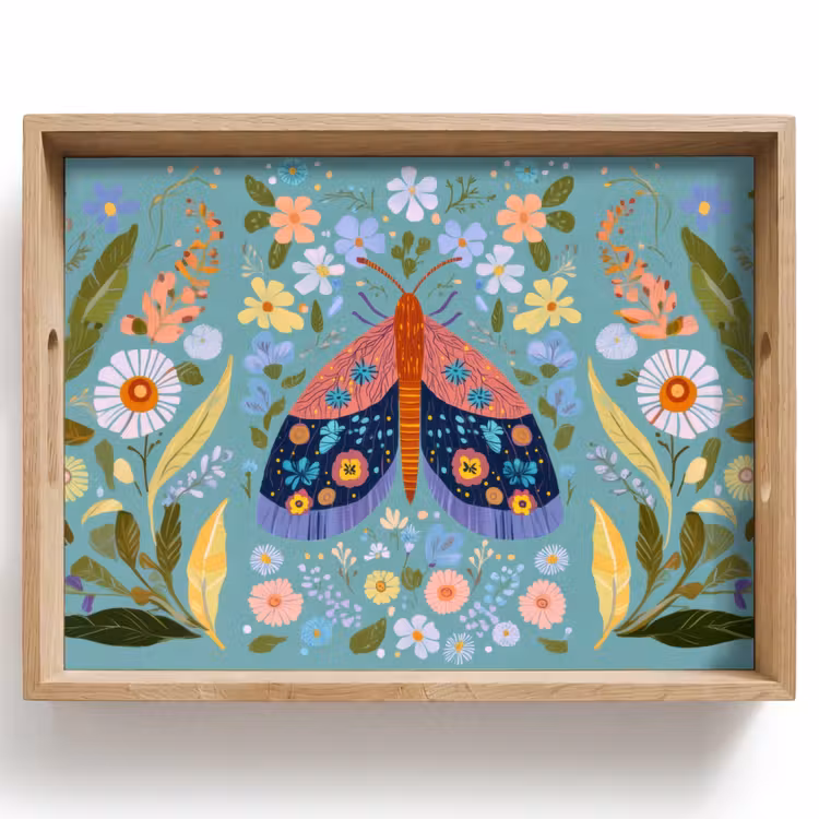 Vassoio - Farfalla - Ornamentale - Fiori - Foglie — 1