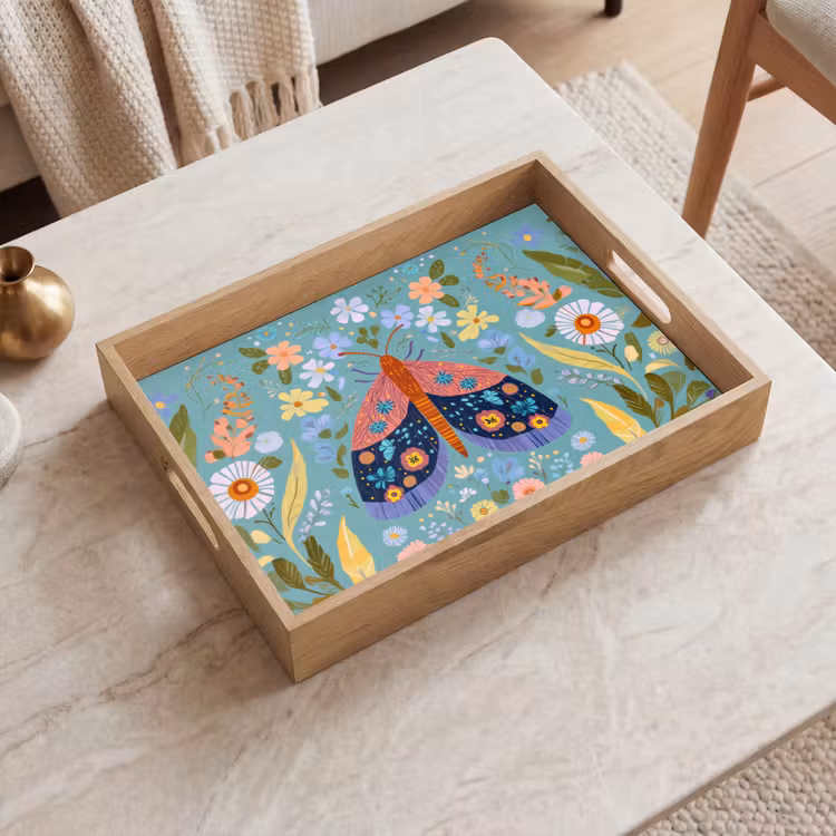 Vassoio - Farfalla - Ornamentale - Fiori - Foglie — 2