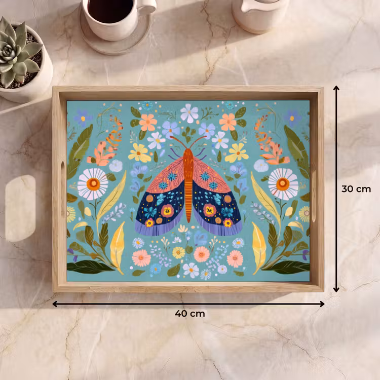 Vassoio - Farfalla - Ornamentale - Fiori - Foglie — 7