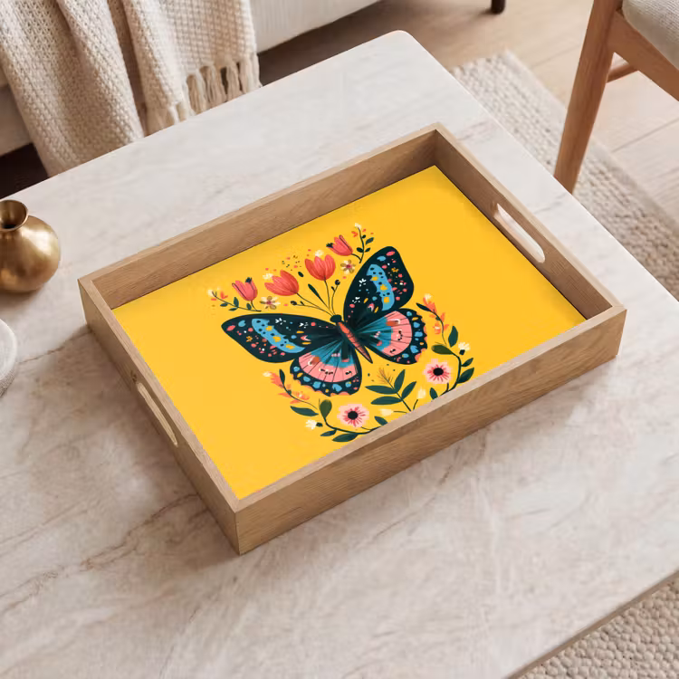 Vassoio - Fiori - Colorati - Farfalle - Ornamentali — 2